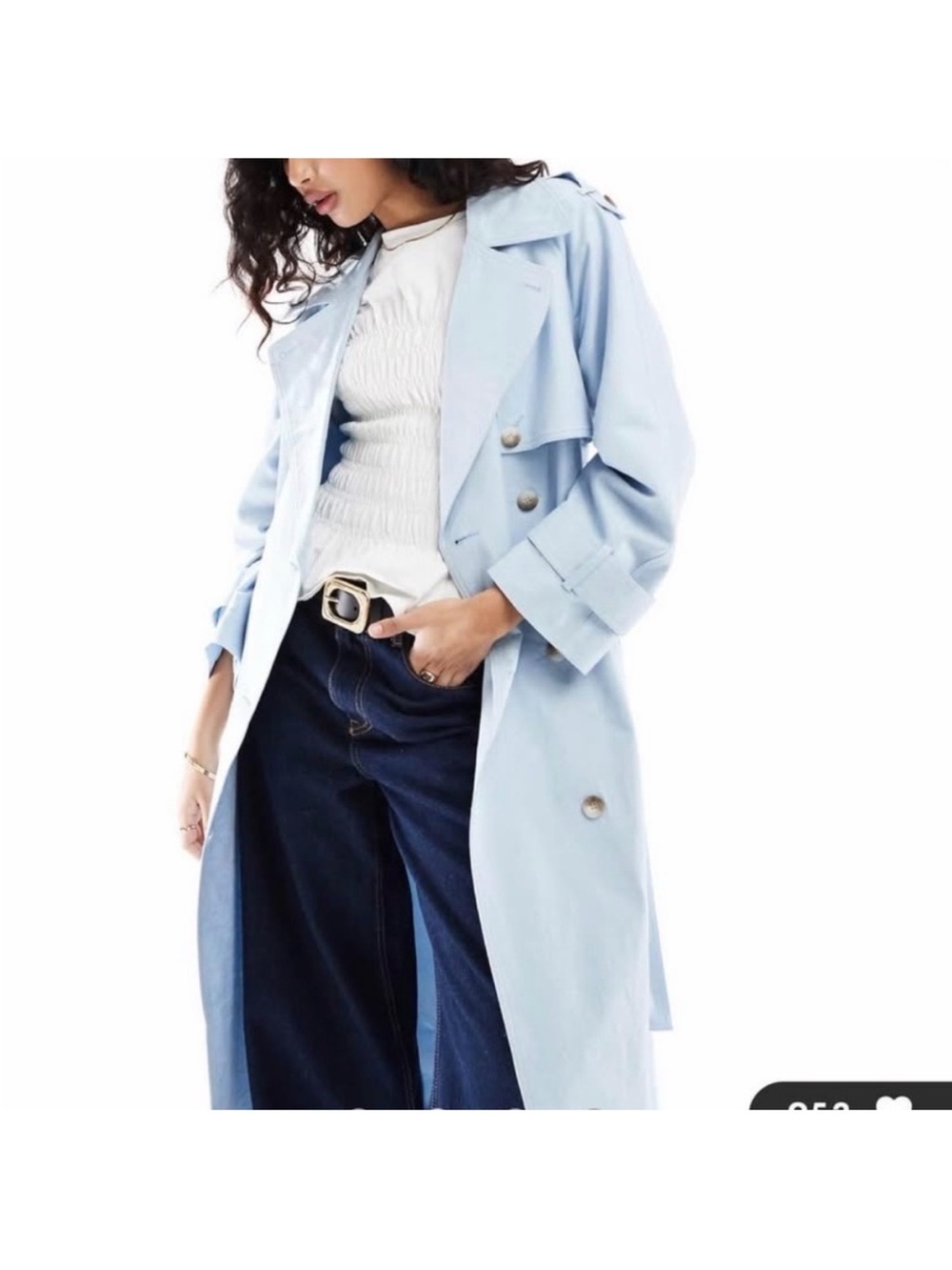 ASOS Light Blue Trench Coat with Waist Tie 12 NWT - Picture 2 of 4